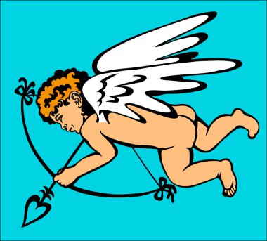 Cupid flies clipart