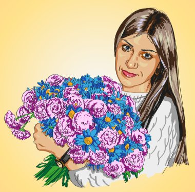 kız ve çiçekler