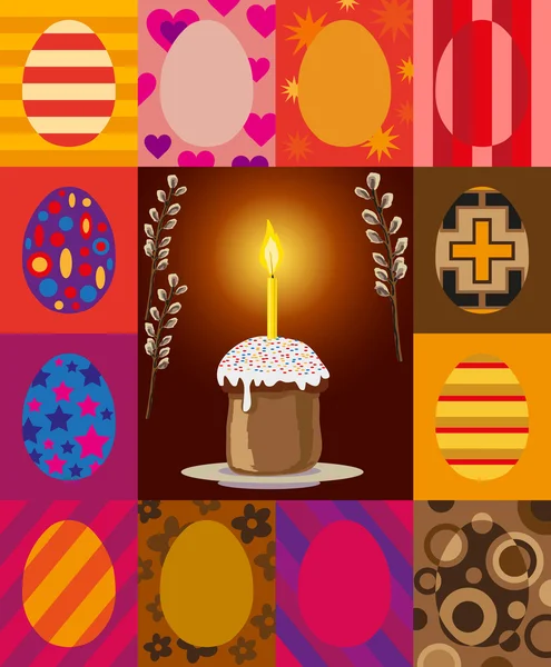 Œufs de Pâques et gâteau — Image vectorielle