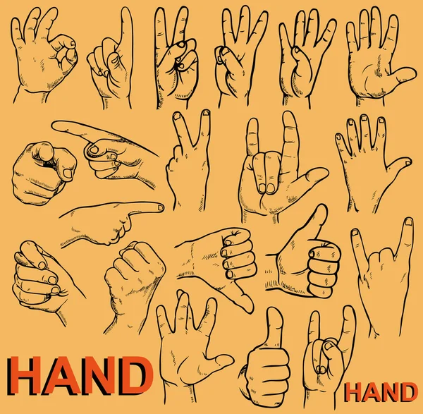 Gesty dłoni — Wektor stockowy