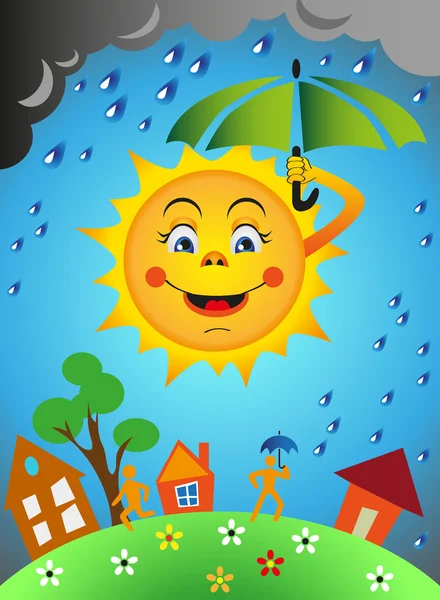 Sol och regn — Stock vektor