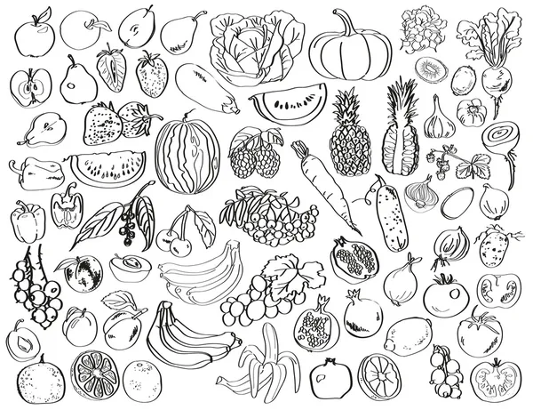 Grönsaker, frukt, bär — Stock vektor