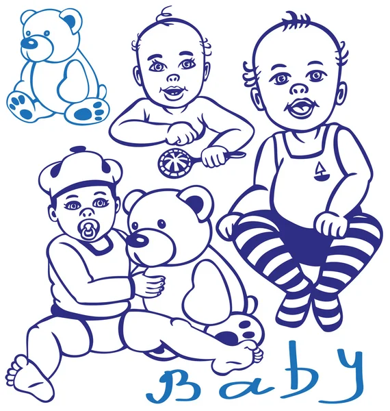 Baby und Teddy — Stockvektor