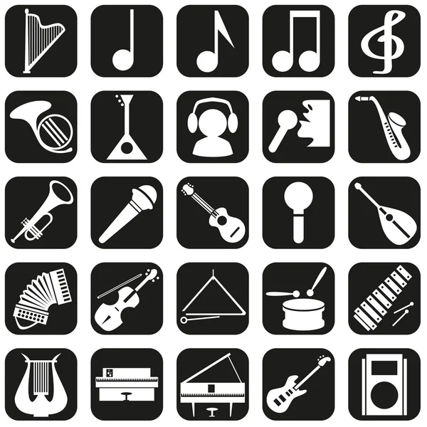 Ícones instrumentos musicais — Vetor de Stock