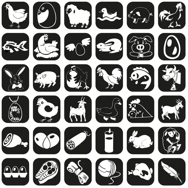 Icons farm animals and products — Stock Vector