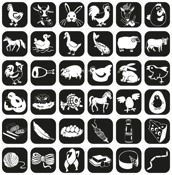 Boerderij dieren pictogrammen — Stockvector