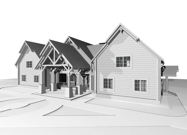 Witte houten huis — Stockfoto