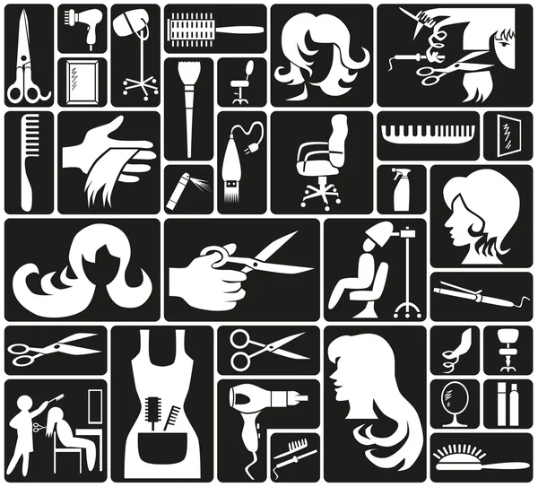 Hairdressing icons — Stock Vector