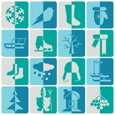 Yarı gölgeli kış simgeleri