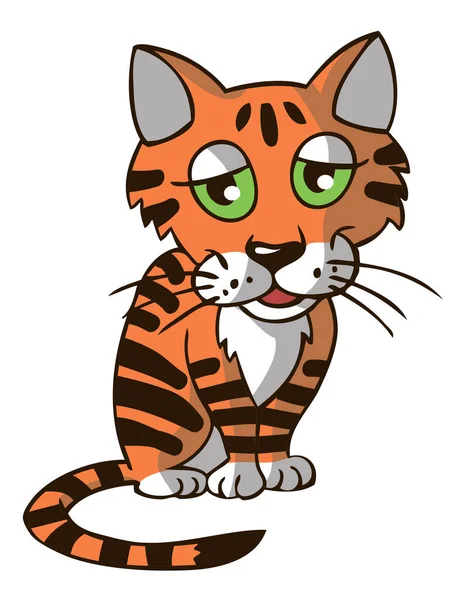 Kočka Červeným Pruhem Barvy Jako Tygr Bílém Pozadí — Stockový vektor