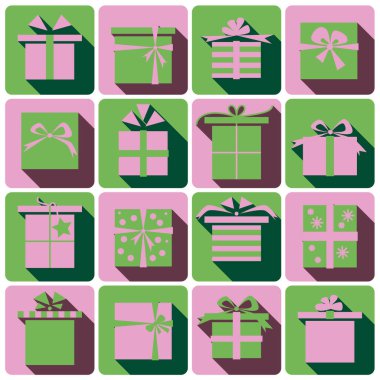 Gölge renkli farklı olaylar için hediye kutuları simgeleri