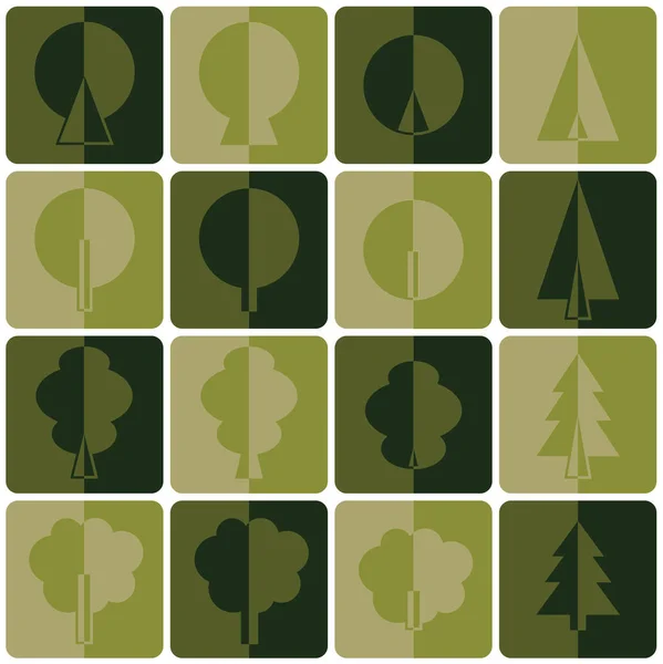 Color Set Icons Shadows Deciduous Coniferous Trees — Stock Vector