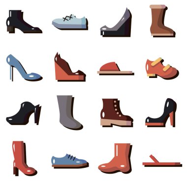 Gölgeli renkli ayakkabı simgeleri