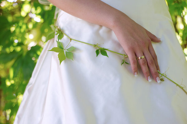 Closeup of bride with perfect manicure
