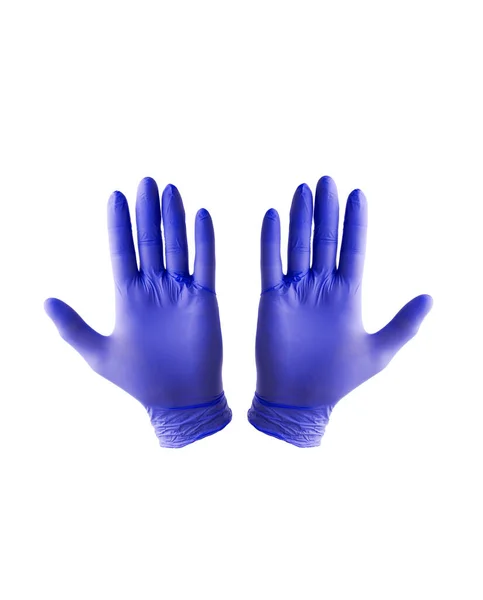 Paar Blauwe Handschoenen Geïsoleerd Witte Achtergrond — Stockfoto