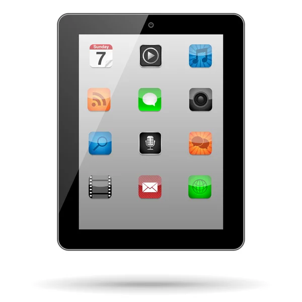 Tablet mit App-Symbolen — Stockvektor