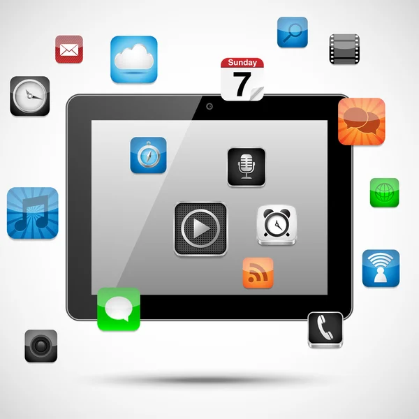 Apps kayan ile tablet — Stok Vektör