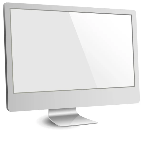 Monitor de ordenador de plata con pantalla en blanco — Archivo Imágenes Vectoriales