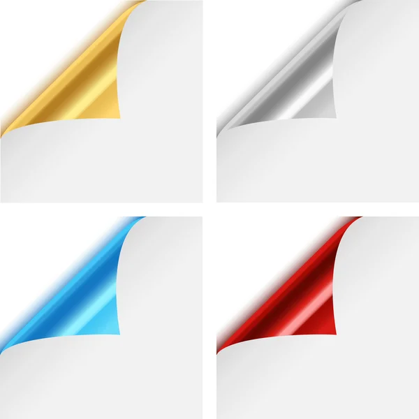 Colorful Metallic Paper Corner Folds — Stock Vector