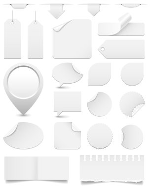 beyaz kağıt Etiketler ve stickerlar ayarla