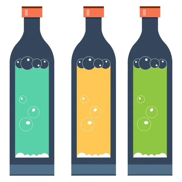 Three Flat Icons Bottles — Stock Vector