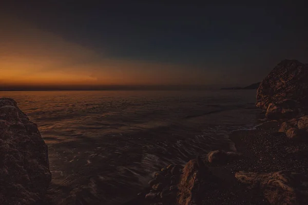 Скалистое Побережье Средиземного Моря Рассвете — стоковое фото