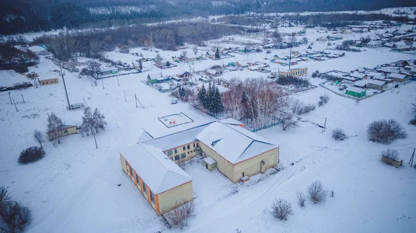 Winterpanoramen des russischen Dorfes — Stockfoto