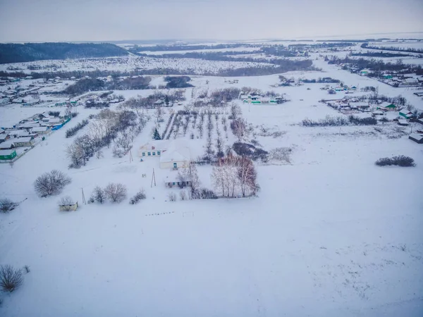 Winterpanoramen Des Russischen Dorfes — Stockfoto