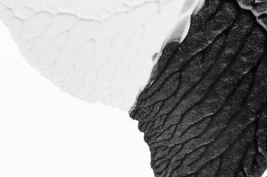 beyaz kağıt arkaplan üzerinde siyah beyaz soyut akrilik boya renk dokusu rorschach mürekkep lekesi yöntemi kullanarak