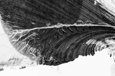beyaz kağıt arkaplan üzerinde siyah beyaz soyut akrilik boya renk dokusu rorschach mürekkep lekesi yöntemi kullanarak