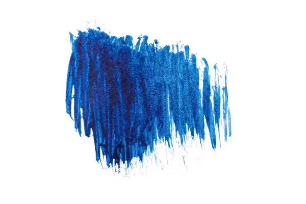 Azul Abstrato Aquarela Pintura Pincel Traço Textura Isolada Fundo Branco — Fotografia de Stock