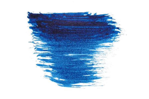 Modrý Abstraktní Akvarel Barva Štětec Tah Textura Izolované Bílém Pozadí — Stock fotografie