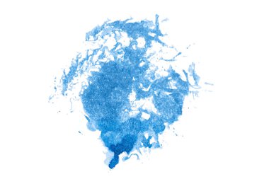 Mavi soyut suluboya fırça darbesi dokusu logo ve afiş için beyaz arka planda izole edilmiş. tasarım, yaratıcı ve illüstrasyon.