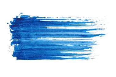 Mavi soyut suluboya fırça darbesi dokusu logo ve afiş için beyaz arka planda izole edilmiş. tasarım, yaratıcı ve illüstrasyon.