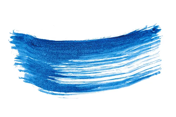 蓝色抽象水彩画笔划纹理隔离在白色背景的标志和横幅 创意和图解 — 图库照片