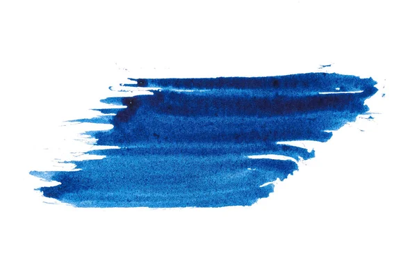 Azul Abstrato Aquarela Pintura Pincel Traço Textura Isolada Fundo Branco — Fotografia de Stock