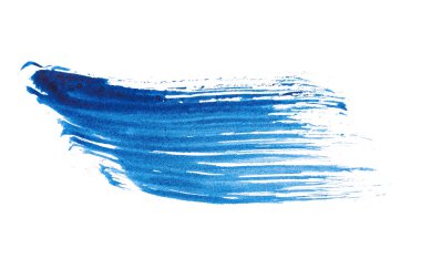 Mavi soyut suluboya fırça darbesi dokusu logo ve afiş için beyaz arka planda izole edilmiş. tasarım, yaratıcı ve illüstrasyon.