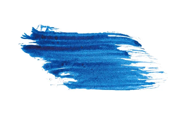 蓝色抽象水彩画笔划纹理隔离在白色背景的标志和横幅 创意和图解 — 图库照片