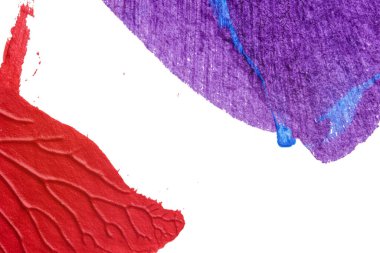 mavi kırmızı soyut akrilik boya renk dokusu beyaz zemin üzerinde mürekkep lekesi yöntemi kullanarak