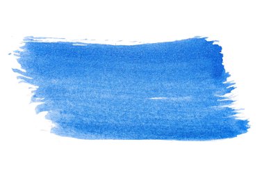 Mavi soyut suluboya fırça darbesi dokusu logo ve afiş için beyaz arka planda izole edilmiş. tasarım, yaratıcı ve illüstrasyon.