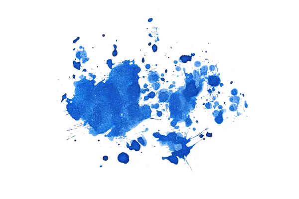 Niebieski Abstrakcyjny Akwarela Farba Pędzel Suw Tekstury Izolowane Białym Tle — Zdjęcie stockowe