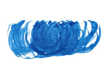 Mavi soyut suluboya fırça darbesi dokusu logo ve afiş için beyaz arka planda izole edilmiş. tasarım, yaratıcı ve illüstrasyon.