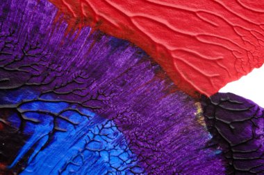 mavi kırmızı soyut akrilik boya renk dokusu beyaz zemin üzerinde mürekkep lekesi yöntemi kullanarak