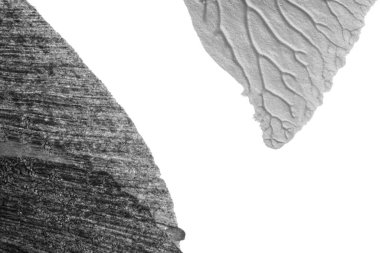 beyaz kağıt arkaplan üzerinde siyah beyaz soyut akrilik boya renk dokusu rorschach mürekkep lekesi yöntemi kullanarak