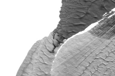 beyaz kağıt arkaplan üzerinde siyah beyaz soyut akrilik boya renk dokusu rorschach mürekkep lekesi yöntemi kullanarak
