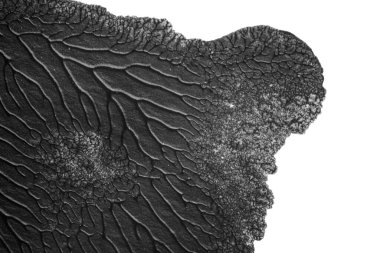 beyaz kağıt arkaplan üzerinde siyah beyaz soyut akrilik boya renk dokusu rorschach mürekkep lekesi yöntemi kullanarak