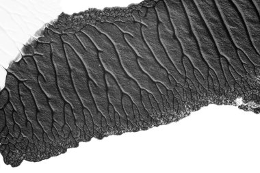 beyaz kağıt arkaplan üzerinde siyah beyaz soyut akrilik boya renk dokusu rorschach mürekkep lekesi yöntemi kullanarak