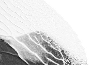 beyaz kağıt arkaplan üzerinde siyah beyaz soyut akrilik boya renk dokusu rorschach mürekkep lekesi yöntemi kullanarak