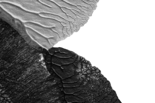 beyaz kağıt arkaplan üzerinde siyah beyaz soyut akrilik boya renk dokusu rorschach mürekkep lekesi yöntemi kullanarak