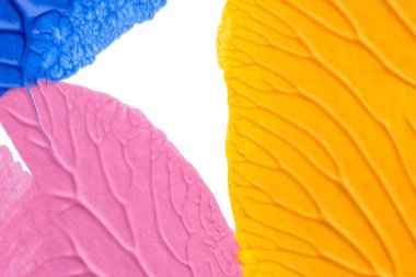 Beyaz kağıda akrilik renkler çizdim ve kağıdı karıştırılmış akrilik renklerin dokusunu oluşturan rorschach mürekkep lekesine benzer şekilde katladım..